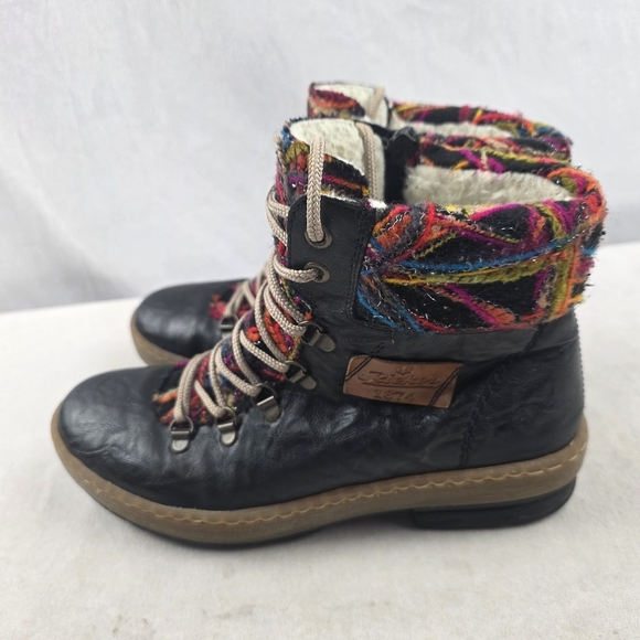 Rieker Z6743 Felicitas Women's Black and Multicolor Ankle Boots Size 38 - Picture 4 of 7